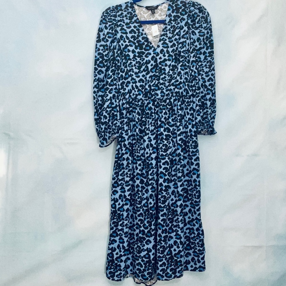 Blue Leopard Midi Dress